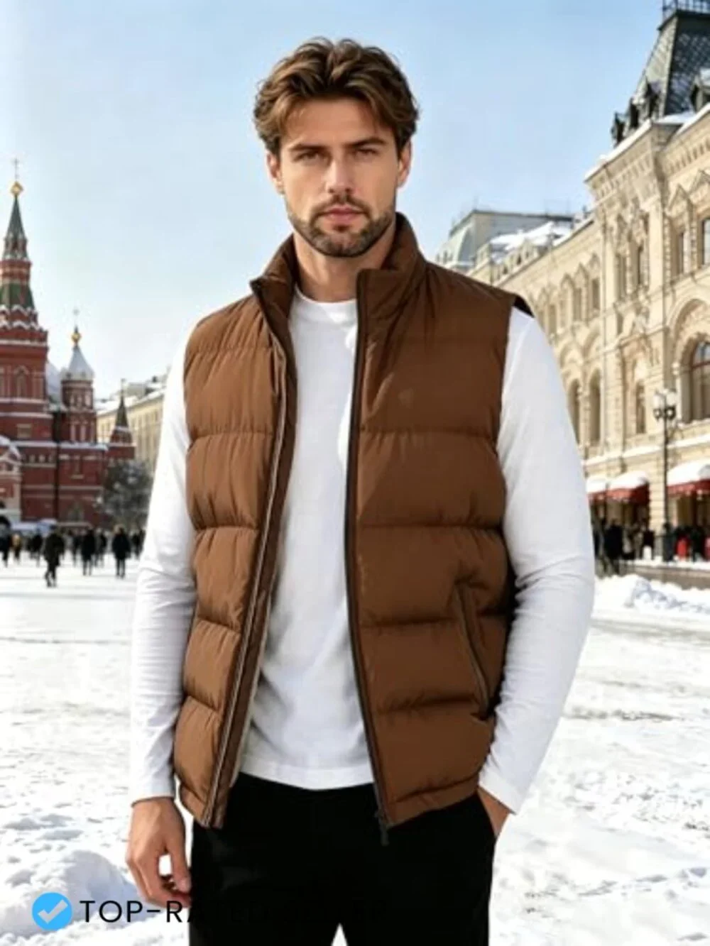Men's Puffer Vest Sleeveless Quilted Jacket Warm Winter Outerwear Zip Pockets